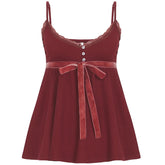 Cute Coquette Bandage Bow Tees Women Summer Casual Fashion Loose A-line Camis Vintage y2k Crop Top Retro Aesthetic Vest