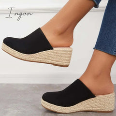 Ingvn - Espadrilles Mule Wedges Slip on Backless Sandals