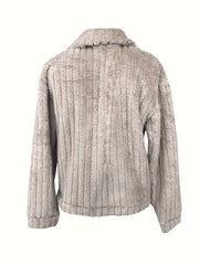 Warm and Cozy Women's Casual Solid Long Sleeve Button Front Teddy Coat for Winter Outerwear