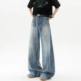 Wide Leg Washed Baggy Loose Fit High Waisted Vintage Denim Jeans Casual Streetwear Trendy Stretch Comfy Women Men Unisex Fashion