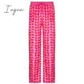 Ingvn - Y2K Pink Pants Heart Printed Sweet Trousers Vintage Aesthetic Party Pants Pockets Joggers Festival Outfits Women New