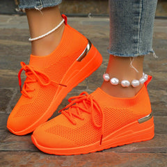 Womens Athletic Sneakers - Durable Non-Slip Sole, Breathable Fabric, Fashionable Lace-Up Design - Perfect for Daily Running & Outdoor Activities