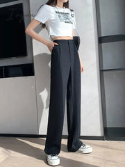 Ingvn - Spring Outfits Trends Casual High Waist Loose Wide Leg Pants for Women Spring Autumn New Female Floor-Length White Suits Pants Ladies Long Trousers
