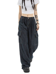 Harajuku Oversize Cargo Pants Women Japanese Streetwear Loose Wide Leg Trousers for Female Pockets Baggy Jeans Pant