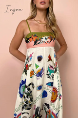 Ingvn - Sexy Vacation Print Sling Dress Dresses