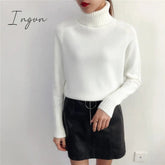 Ingvn - Cashmere Knitted Sweater Women Autumn Winter Korean Turtleneck Long Sleeve Pullover Female Jumper Green Knitwear