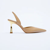 Summer New Women's High Heels Shoes WSL TRAF ZA Nude Color Pointed Fashion Miss Sandals Stiletto Black Pump Mules Female