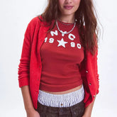 Vintage Top Y2K Aesthetic Women Casual Sexy Crop Tops Summer High Street T-shirts Harajuku Fashion Streetwear Letter Print 90s