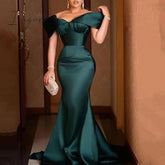 Ingvn - green off shoulder elegant evening party dress sexy celebrity mermaid maxi vestidos luxury gowns plus size women long dress
