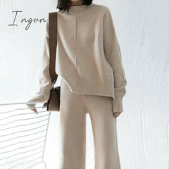 Ingvn - Yedinas Two Piece Set Top And Pants Winter Korean Womens Tracksuit Set Knitted Casual 2 Piece Sets Clothes Womens Outfits