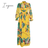 Ingvn - African Chiffon Dresses For Women New Fashion Dashiki Print Ankara Maxi Dress Long Sleeve Elegant Gowns Wedding Party