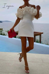 Ingvn - Sexy Solid Patchwork Backless Off the Shoulder Strapless Dress Dresses