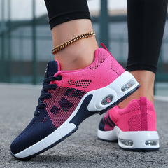 Women's Breathable Mesh Running Shoes with Air Cushion - Lightweight, Lace-Up Casual Sneakers for All Seasons