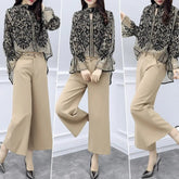 Ingvn - Fashion Trends Chiffon Pantsuits Women Wide Leg Pant Suits For Mother of the Bride Outfit Formal Wedding Office Ladies 2 Two Piece Set Clothes