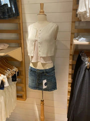 American Vintage Denim Mini Skirts Women Summer Fashion High Waist Straigth Short Faldas Casual Fashion Streetwear Cotton Skirt