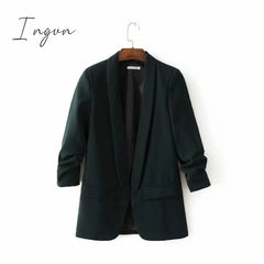 Ingvn - White Blazer Women Suits Spring Summer Three Quarter Sleeve Thin Jacket Leisure Pink Blazer