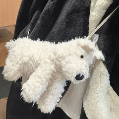 INGVN Japanese Kawaii Cute Dog Doll Handbags Fashion Sweet Women Trendy Crossbody Bag Girls Casual Y2k Fluffy Shoulder Bags for Gitfs