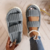 Ultimate Comfort Womens Plush Slippers - Luxurious Platform, Two-Band Open Toe Design, Cloud Soft Sole, Ultra-Fuzzy - Perfect Indoor Sanctuary Slippers for Home
