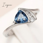 Ingvn - Modern Design Blue Cubic Zirconia Rings for Women 2022 New Trend Engagement Wedding Bands Accessories Fashion Jewelry