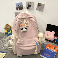 Ingvn Girls Black Travel Waterproof School Bag Women New Nylon Laptop Book Bag Trendy Fashion Cute Female College Backpack Cool