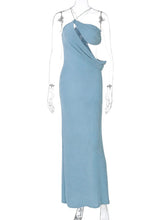 Halter Skew Collar Sexy Maxi Dress For Women Gown Hollow Out Strapless Sleeveless Backless Bodycon Club Long Dress
