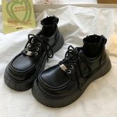Chunky Pumps Platform Oxfords Shoes for Women Spring Lace Up Flats Woman Thick Bottom Patent Leather Gothic Loafers Shoes