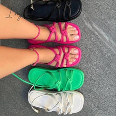 Beach Shoes Woman 2024 Summer Sandals Woman Non-Slip Casual Multi Color Shoes Fashion Solid Open Toe Sandals Daily Comfortable