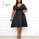Ingvn - Women Solid Elegant Evening Party Dress Formal Classy Party Gowns Dress