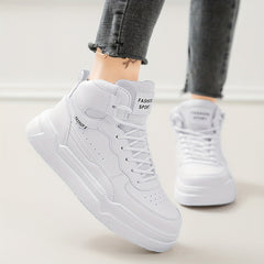 Lightweight Chunky Solid Color Sneakers, Comfortable Medium Tube Thick Soled Versatile Sports Shoes for Women