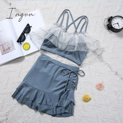 Ingvn - New Summer Sexy Cute Bikini Pink Sweet Suit Age Reduction Slim Fit Backless Women's 2-piece High Waist Swimsuit