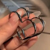 2024 New Trend Vintage Exaggerated Hollow Silver Color Love Heart Hoop Earrings for Women Girls Aesthetic Jewelry Fashion Gifts