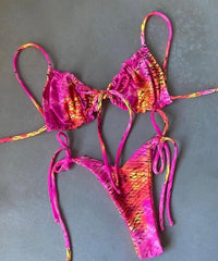 Low Waist Bikini Triangle Swimwear Female String Swimsuit Women Print 2 Piece Suit Push Up Bathing Suit Swim Suit New