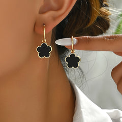 Stunning Clover Drop Earrings - Zinc Alloy Dangle Earrings with Iron Ear Needle, No Plating, Versatile Fashion Accessory for Daily and Party Occasions, Hypoallergenic, Nickel-Free, One Pair