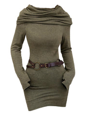 Vibrant Solid Hooded Dress - Long Sleeve, Y2K Inspired, Comfortable and Versatile for Spring and Fall Seasons - Women's Stylish Clothing for Everyday Wear