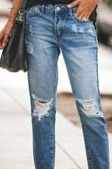 Ingvn - Ripped Slim Fit Washed Jeans