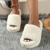 CozyPlus Furry House Slippers - Slippers with Single Band Open Toe Platform, Fuzzy Comfy Warm Design for Home Relaxation - Perfect for Cold Winter Days