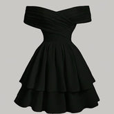Elegant Sleeveless A-line Off Shoulder Dress - Ruffle Hem Solid Color Spring & Summer Women's Clothing