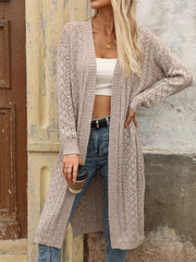Cozy Open Front Cardigan - Soft, Solid, Hollow, Long Sleeve, Split Design for Easy Wear - Perfect for Spring and Fall, Women's Casual Clothing