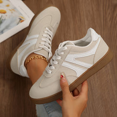 Women's Retro-Inspired Thick Sole Sneakers - Lightweight, Comfortable Lace-Up Running & Casual Shoes with Soft TPR Sole