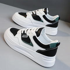 Spring Collection - Womens Fashion Sneakers - Stylishly Simple & Versatile - Non-slip Flat Sole for Outdoor Adventures - Comfortable Lace-up Design