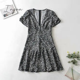 Ingvn - Fashion Foridol Blue Floral Print Summer Beach Dress Women Casual Holiday Short Sleeve Dress Boho Sundress Vestidos Fashion Clothes