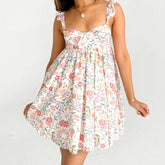Women Summer Slip Dress Ruffle Sleeveless Corset A-line Dress Mini Dress Floral Solid Color Casual Loose Chic Sundress