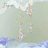 New Korean Flower Asymmetrical Dangle Earrings for Women Long Tassel Butterfly Imitation Pearl Cat Drop Earring Party Jewelry