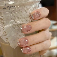 24pcs detachable cat eyes red wine false nails with glue full cover ballet square almond shiny acrylic press on fake nails tips