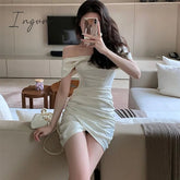 Ingvn - Summer Robe New Women Elegant Off Should Midi Prom Dress Female Fashion Vestdios Ladies Evening Party Clothes