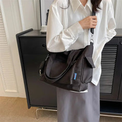 Ingvn Simplicity Oxford Canvas Composite Shoulder Bag Solid Color Versatile Lazy Style Crossbody Bag Large Capacity Commuter Tote Bag