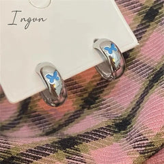 Vintage Luxury Butterfly Ear Buckle Hoop Earrings For Women Girl Korean Fashion New Jewelry Friend Gift Party