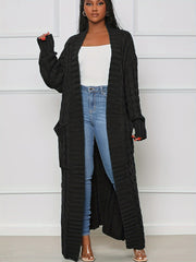 Elegant Long Sleeve Halter Neck Cardigan – Winter-Warm Knit Sweater with Pockets for Women, Durable & Easy Care