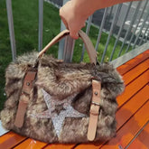Ingvn Y2k Gothic Womens Tote Bag Fluffy Harajuku Fashion Chains Patchwork Winter Shoulder Bag Vintage New Large Capacity Handbag