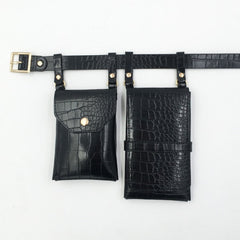 2 Piece Women's Belt Bag Luxury Designer Tactical Waist Bags Female Leather Flap Fanny Pack Shoulder Crossbody Chest Bag Purse